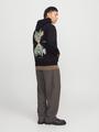 JORPORTO PATTERN SWEAT HOOD M Locker geschnitten - Black