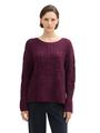 Strukturierter Pullover mit Schlitzen L Loose Fit - Black Berry Melange
