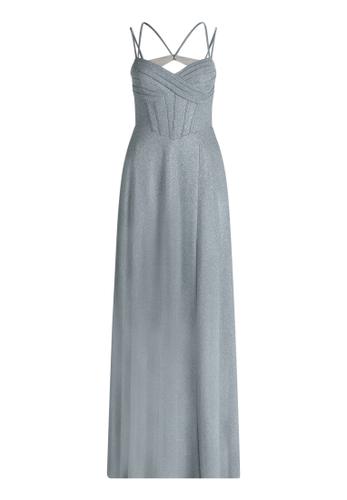 Abendkleid 32 Figurbetont - Weiß/grau