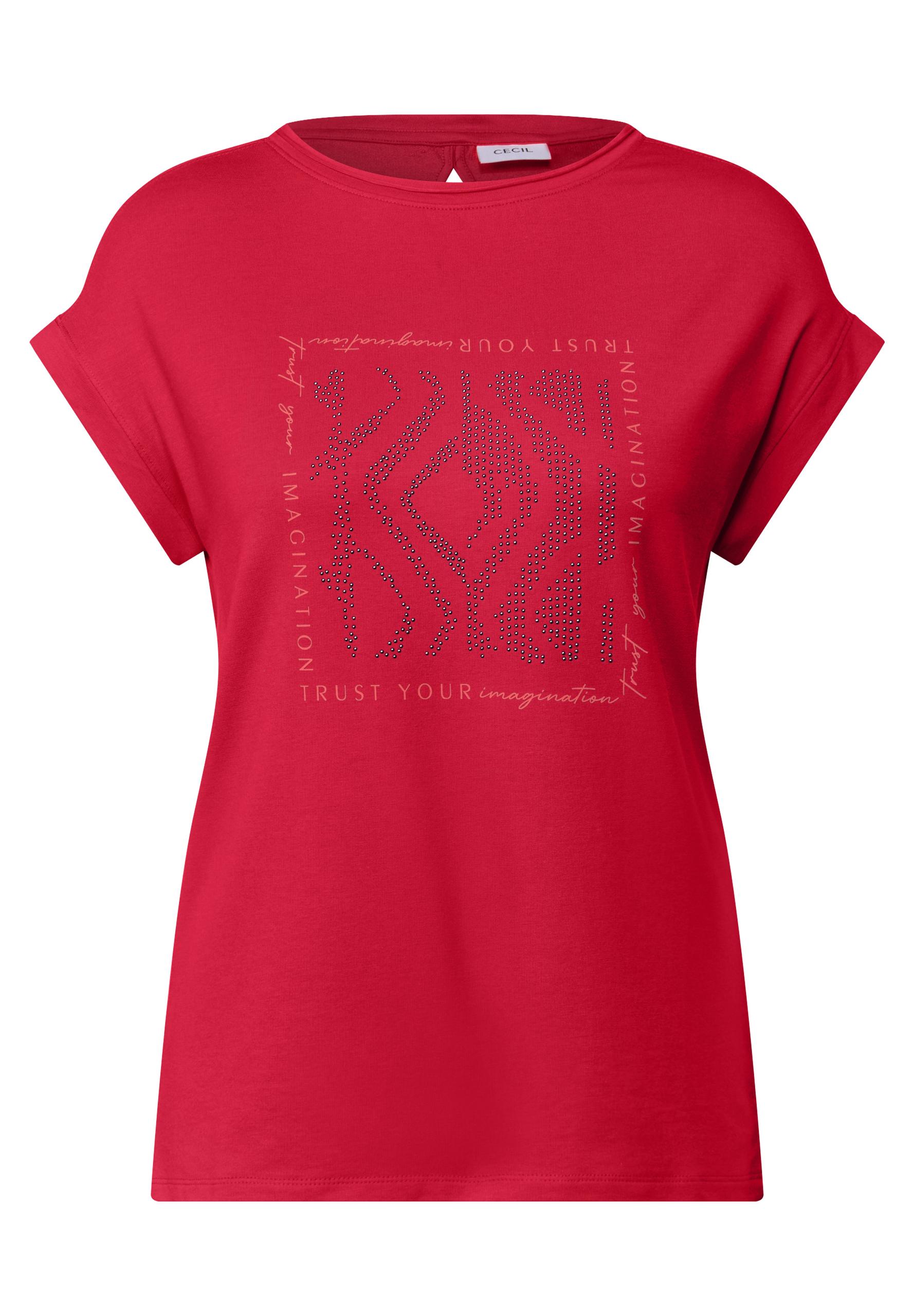 Shirt mit Glitzer-Print S - Glazed Apple Red