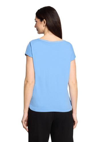 Patchwork-Shirt S Lässig - Blau/Weiß