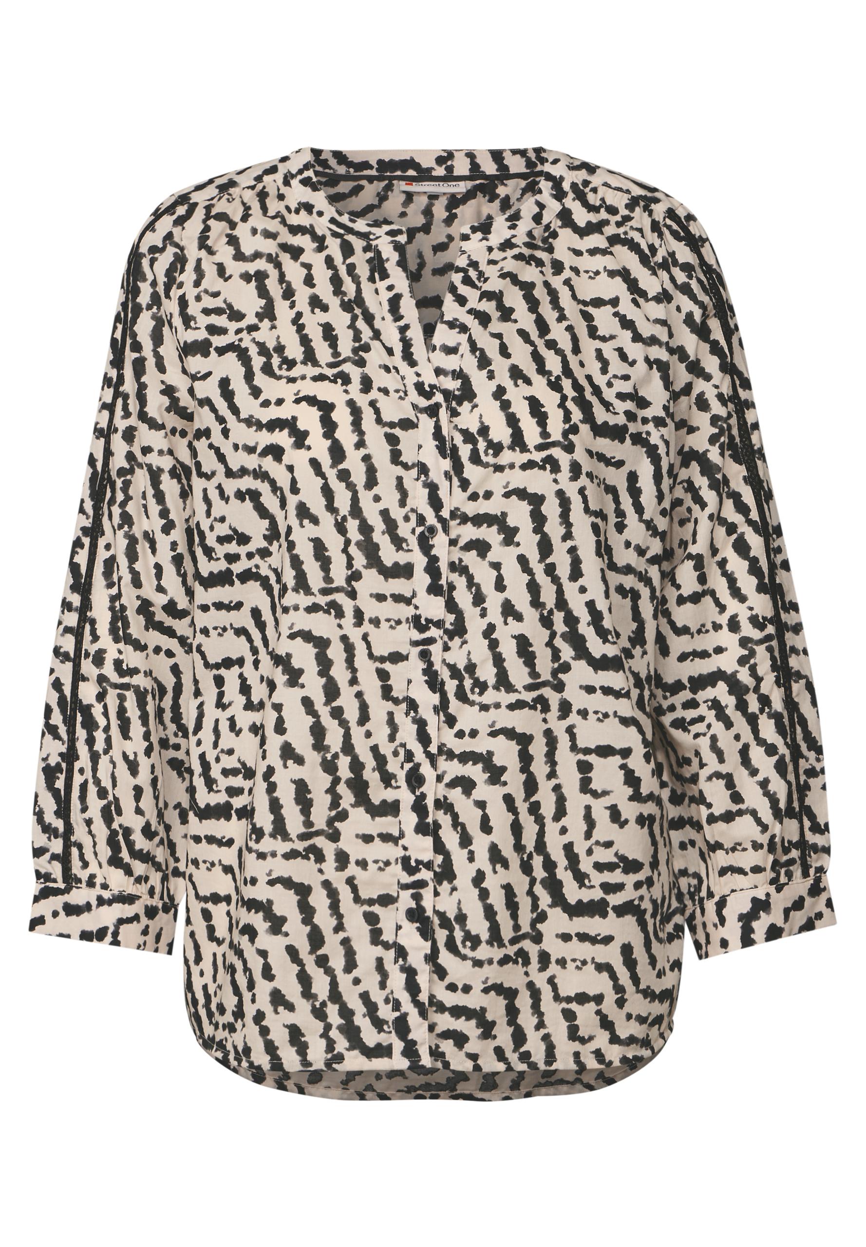 Print-Bluse mit Tapedetails 40 - Moonstone Sand