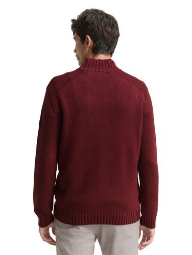 Troyer Strickpullover mit Ripp-Details XXL Regular Fit - Bordeaux Melange