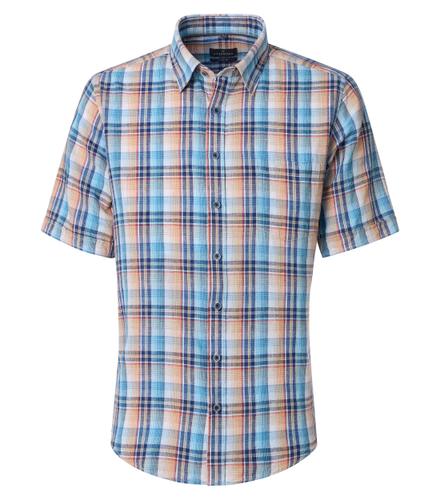 Leinenhemd Kurzarm L Casual Fit Short - Türkis