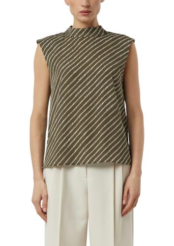 Bluse 42 - Weiß|olive
