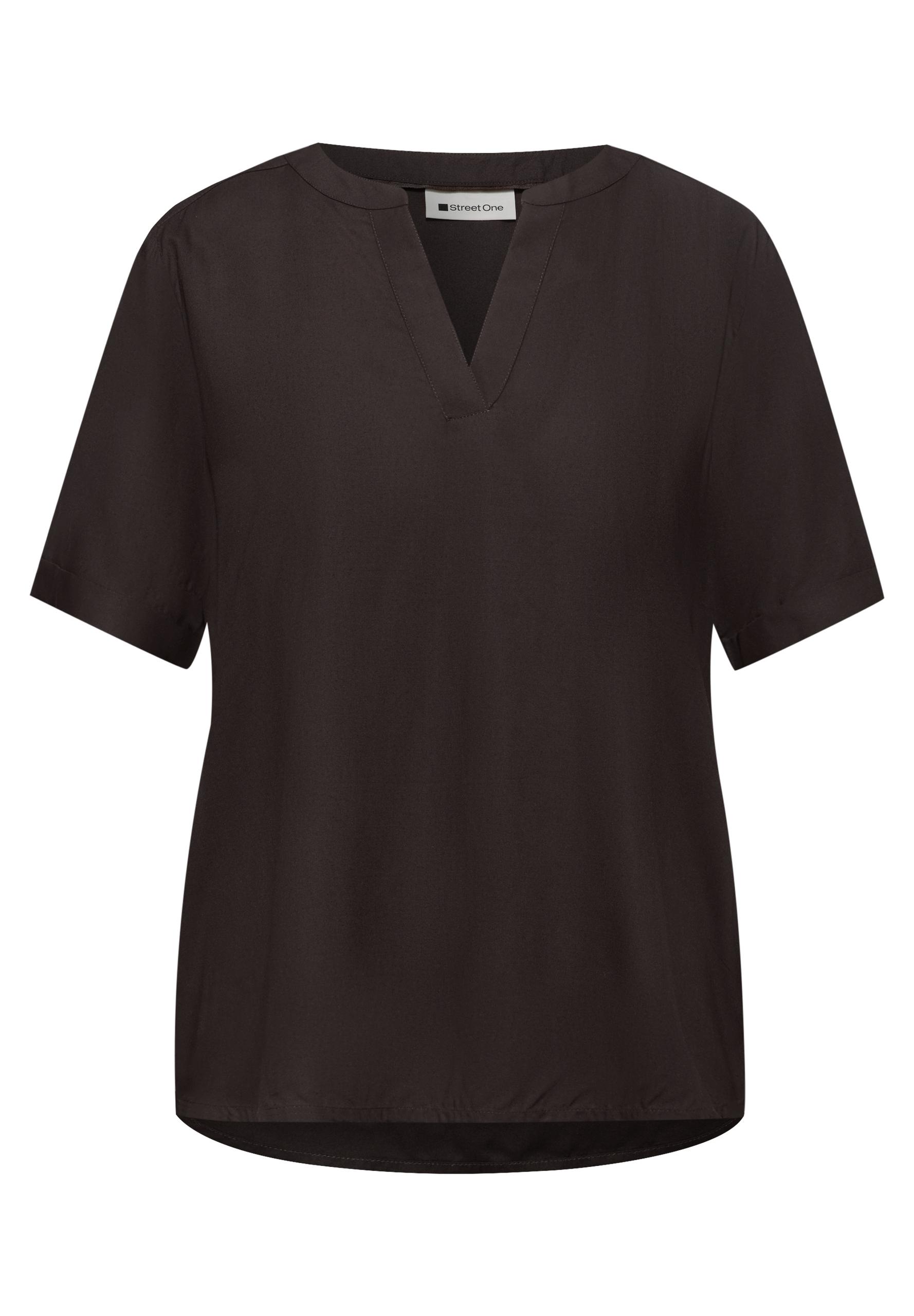 Kurzarm Bluse mit Turn-Up 36 - Espresso Brown