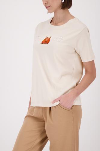 T-Shirt mit Cabrio-Print 38 - Champagne Beige