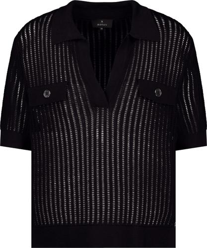 Ajour Polo-Pullover 38 - Schwarz
