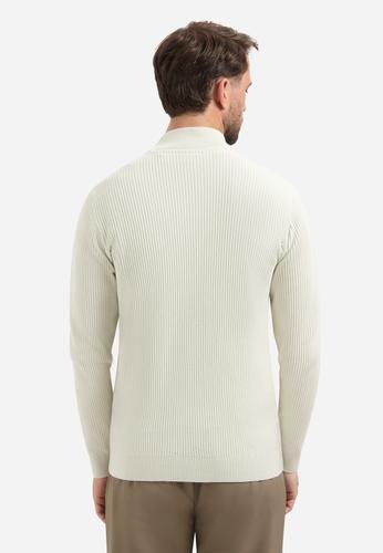 Cardigan Full Zip Tuck Stitch M Regular Fit - Chalk