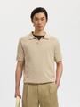 SLHMATTIS SS LINEN BLEND OPEN POLO NOOS M Normal geschnitten - Oatmeal