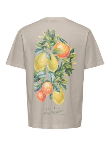 ONSFRED LIFE RLX SS PRINT TEE NOOS XL Locker geschnitten - Silver Lining