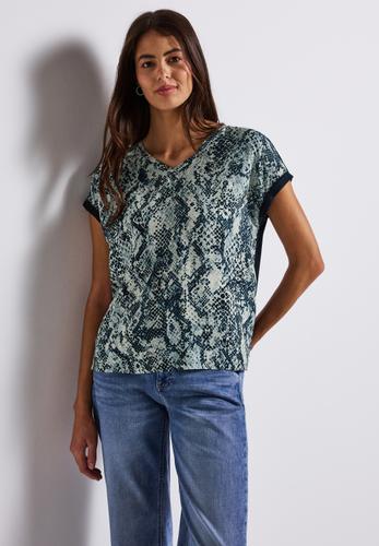 V-Neck Shirt mit Snake Print 38 - Arona Blue