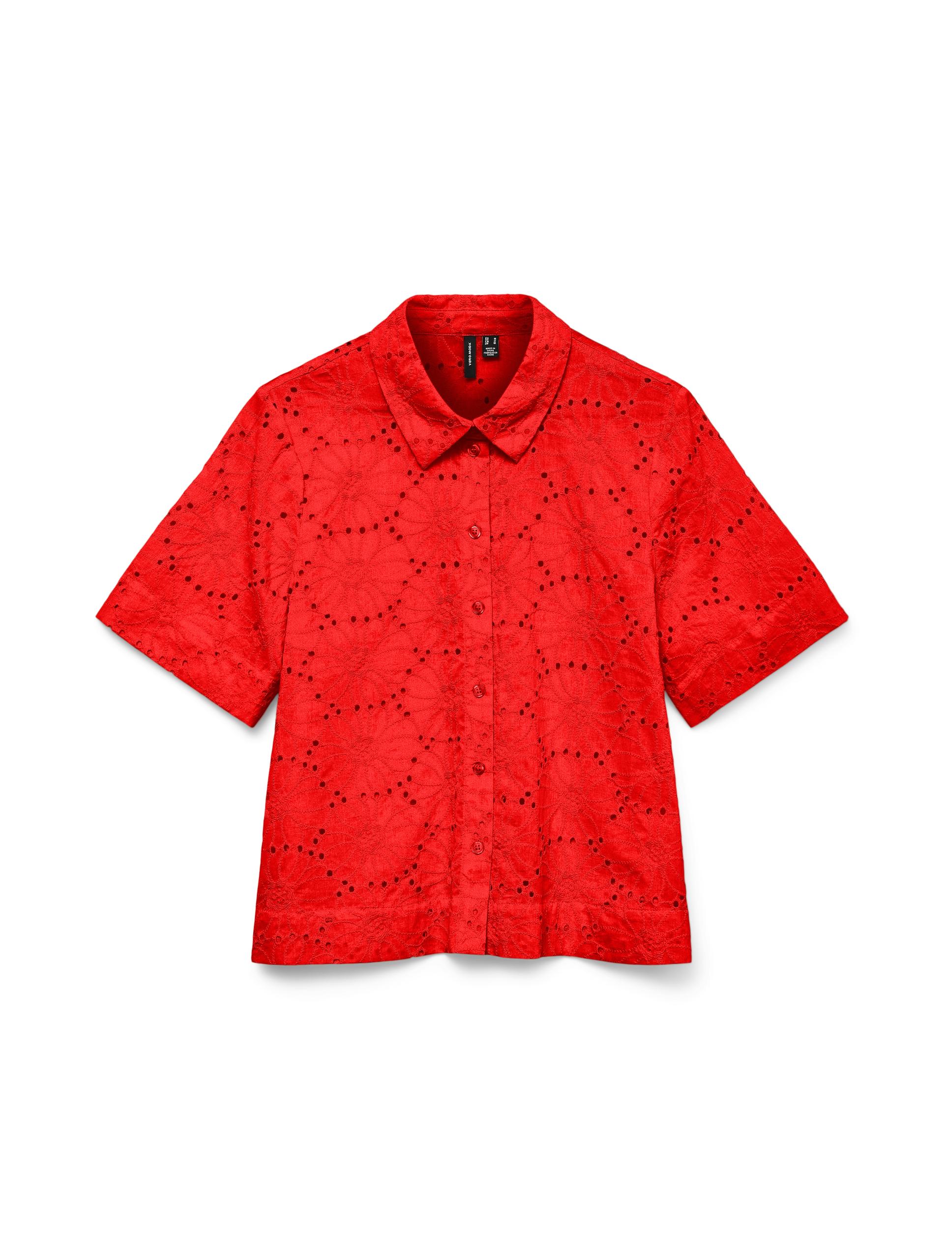 VMHAY NEW SS SHIRT WVN XS Normal geschnitten - Fiery Red