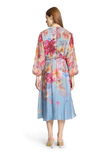 Abendkleid 38 Tailliert - Blue/Rosé