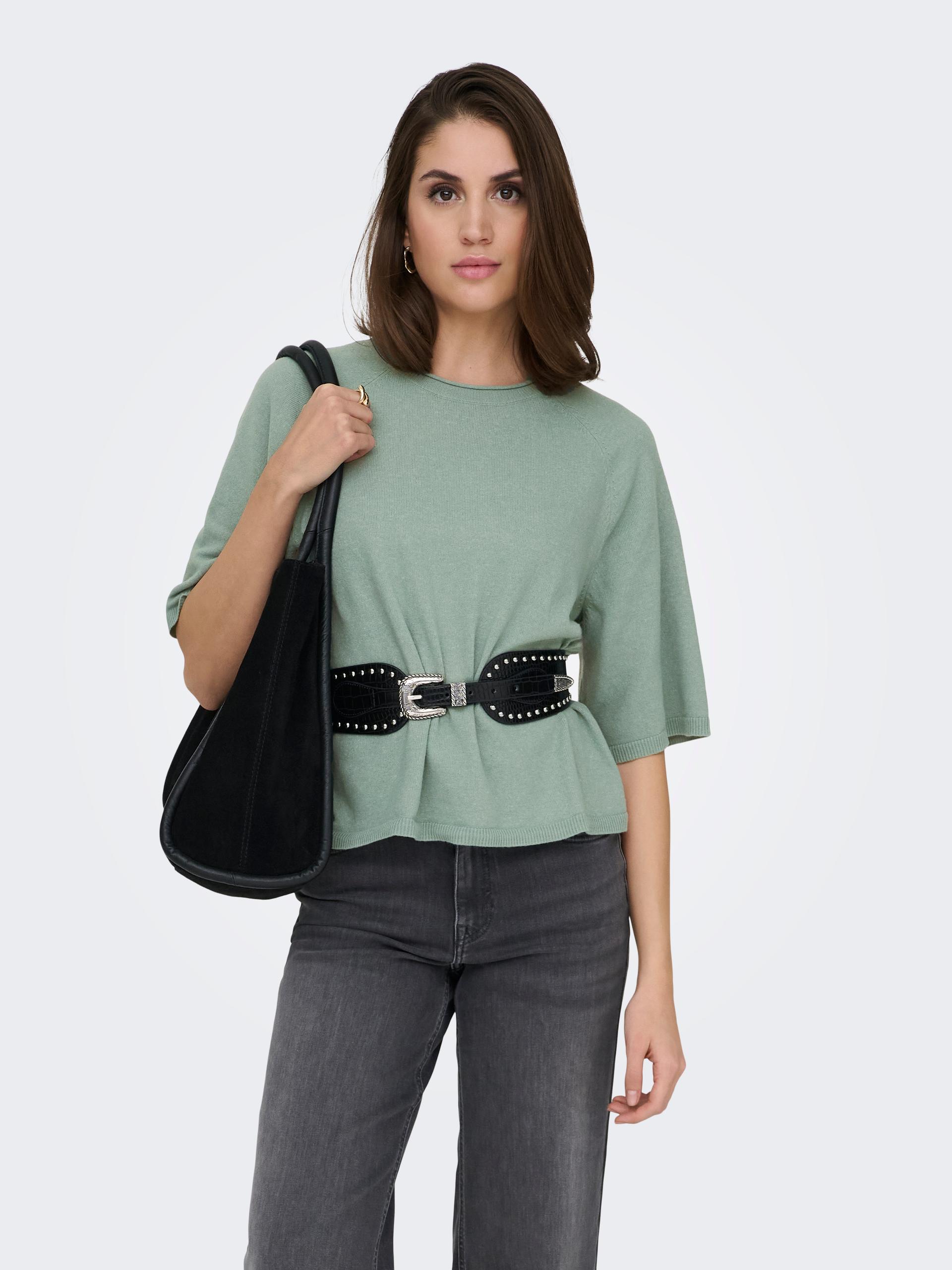 ONLLOYAL 2/4 O-NECK KNT NOOS XL Knit Fit - Chinois Green