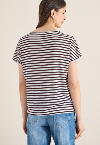 T-Shirt mit Boatneck und Streifen M - Rich Burgundy