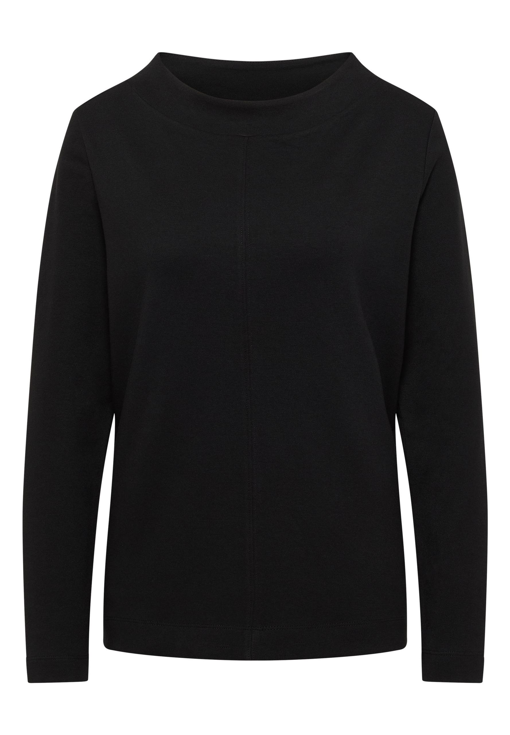 Funnelneck Shirt in Unifarbe - Schwarz / S