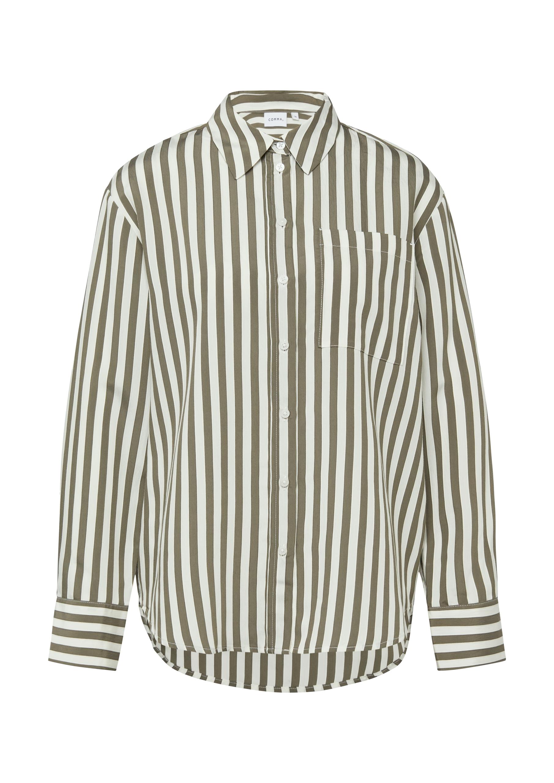 Bluse 38 - Olive|weiß