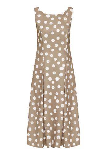 Cocktailkleid 46 A-Linie - Taupe/White