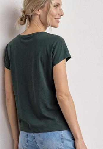Silk-Look Shirt mit V-Neck und Deko-Detail