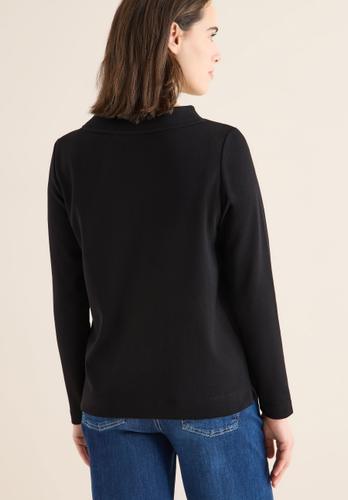 Funnelneck Shirt in Unifarbe - Schwarz / S