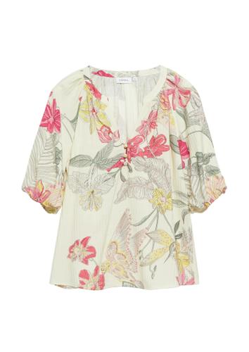 Bluse 42 - Beige|mehrfarbig