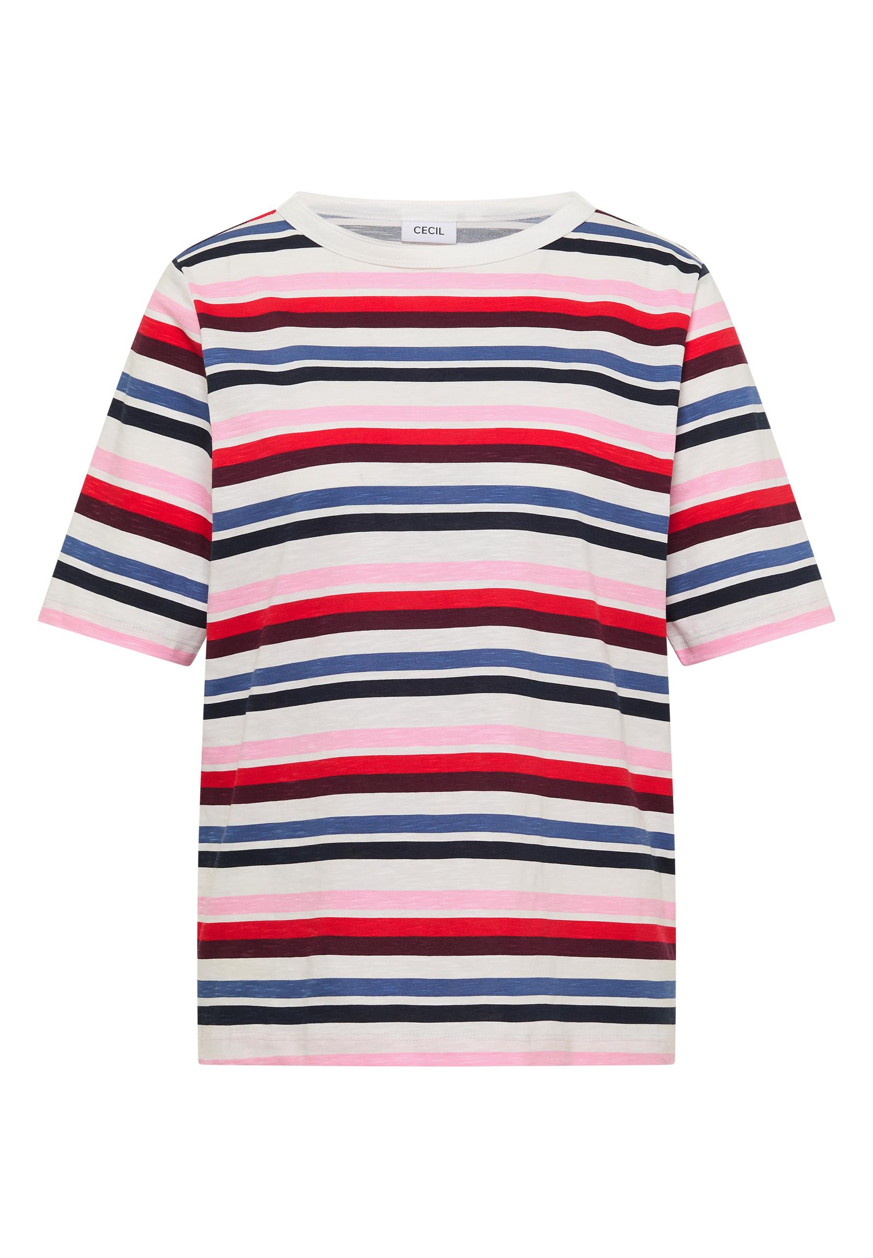 Kurzarm Shirt mit Multicolor Streifen XL - Universal Blue