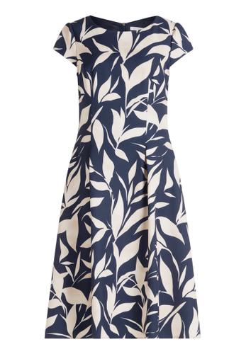 Cocktailkleid 36 Tailliert - Dark Blue/Nature