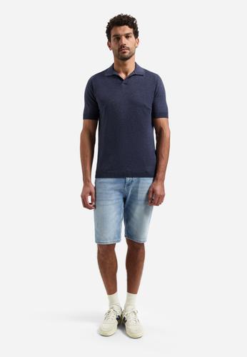 Pullover Short Sleeve V-Polo Melange L Regular Fit - Night