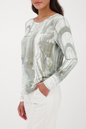 Langarmshirt mit Gallery-Print 42 - Sage Gemustert
