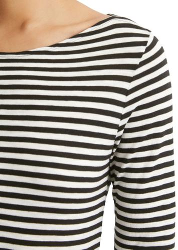 T-shirt, long sleeve, boat neck, striped