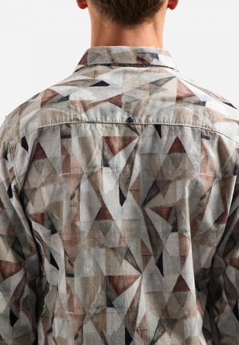 Shirt Allover Printed Fine Corduroy XL Regular Fit - Taupe