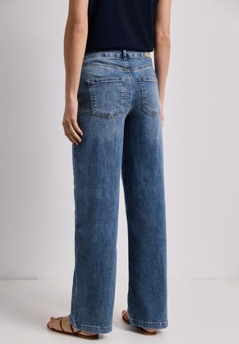 Wide Leg Jeans mit Knopfdetails 29/30 - Medium Blue Wash