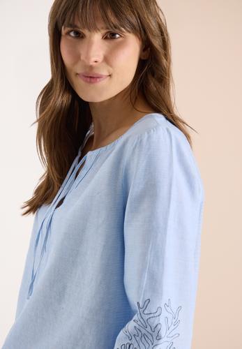 3/4-Arm Bluse mit Stickerei M - Blouse Blue