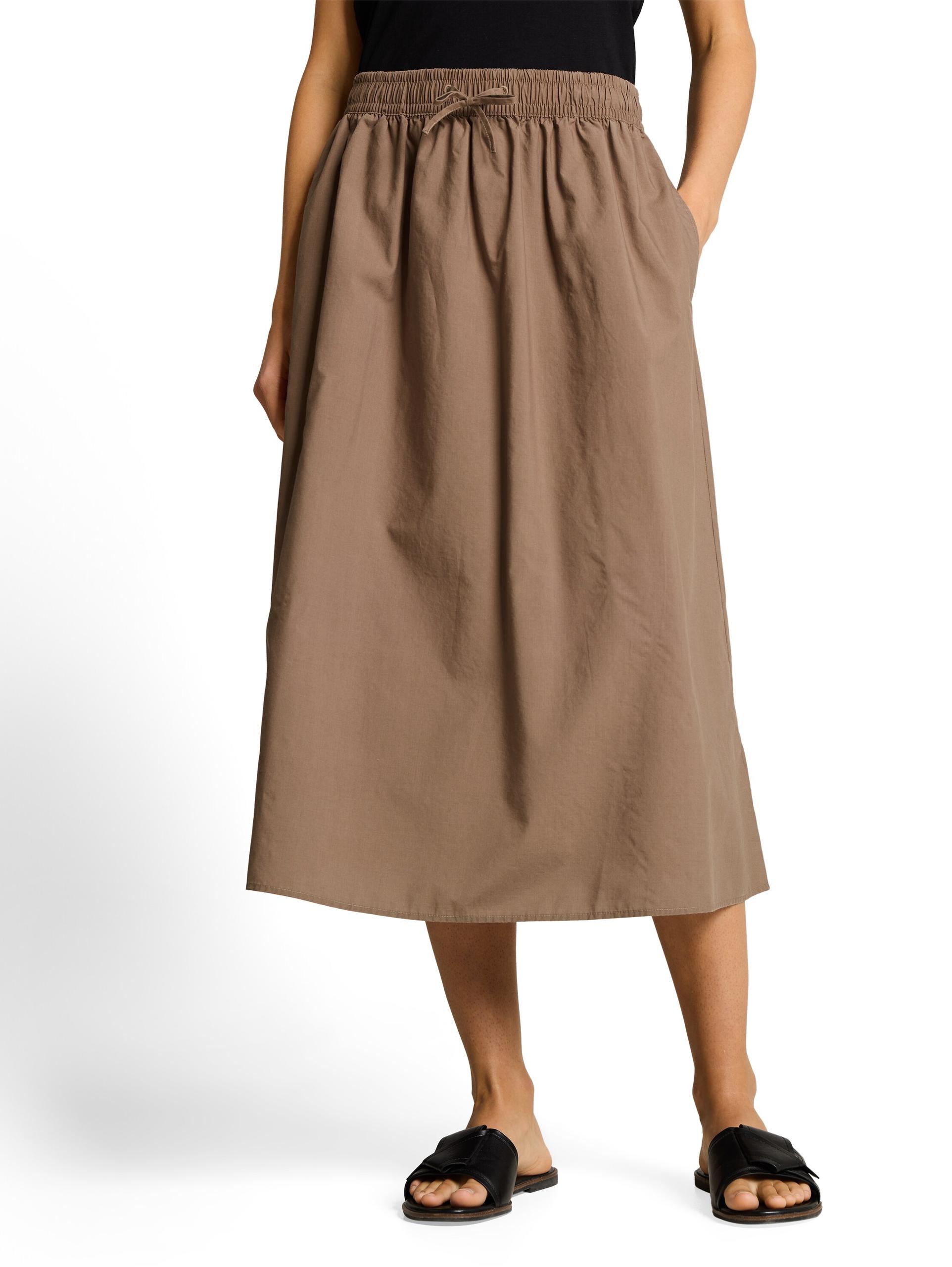 High Waist Midi-Rock mit Taschen 42 High Waist Fit - Taupe Grey