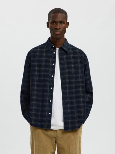 SLMREGCLAUS CORD YD CHECK LS SHIRT XL Normal geschnitten - Navy Blazer