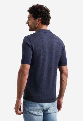 Pullover Short Sleeve V-Polo Melange L Regular Fit - Night