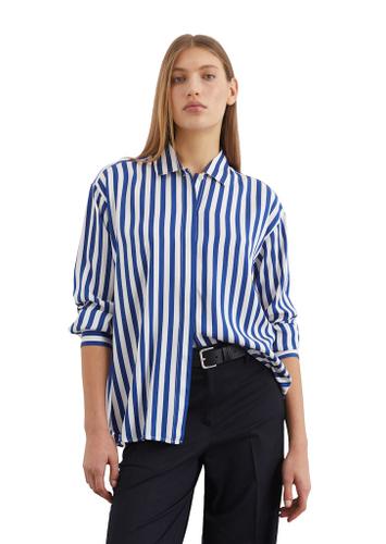 Blouse, oversized shape, kent collar, long sleeve, printed