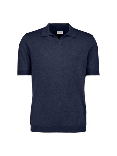 Pullover Short Sleeve V-Polo Melange L Regular Fit - Night