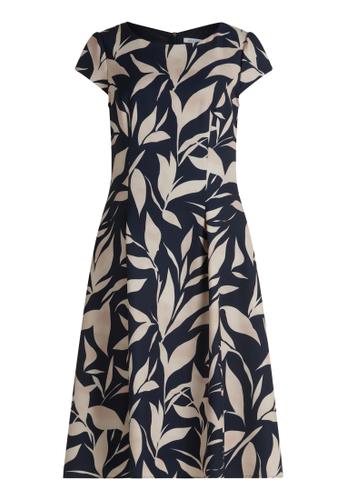 Cocktailkleid 36 Tailliert - Dark Blue/Nature