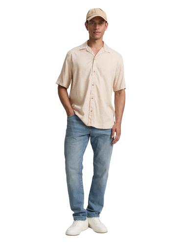 Comfort Fit Kurzarmhemd im Hawaii-Look L Comfort Fit - Beige Mosaic Design