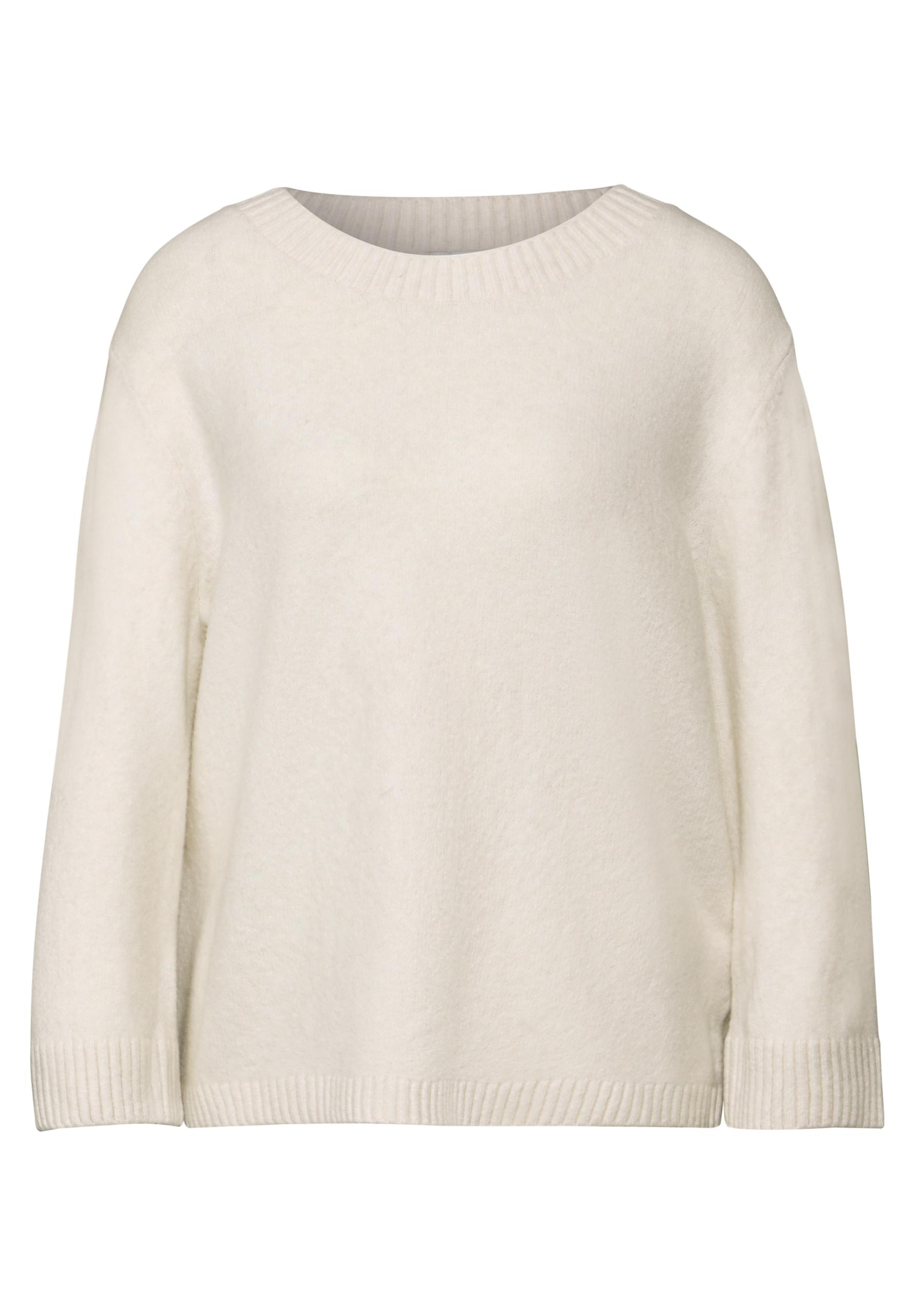 Strickpullover mit Rundhals 40 - Cream White Melange