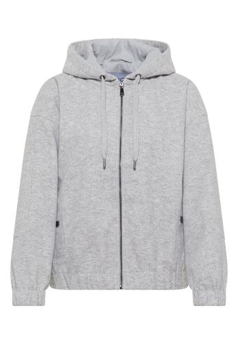 Hoodie Blouson in Wolloptik L - Luna Grey Melange