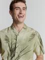 Shirt Short Sleeve Revers Collar Allover Printed L Regular Fit - Mint