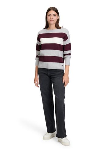 Strickpullover 38 Gerade - Grey/dark Red