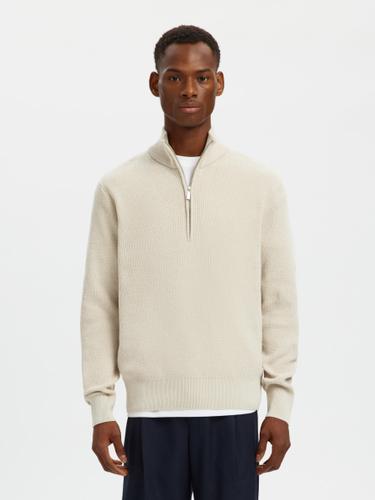 SLHRODNEY LS HIGH NECK HALF ZIP S Normal geschnitten - Oatmeal
