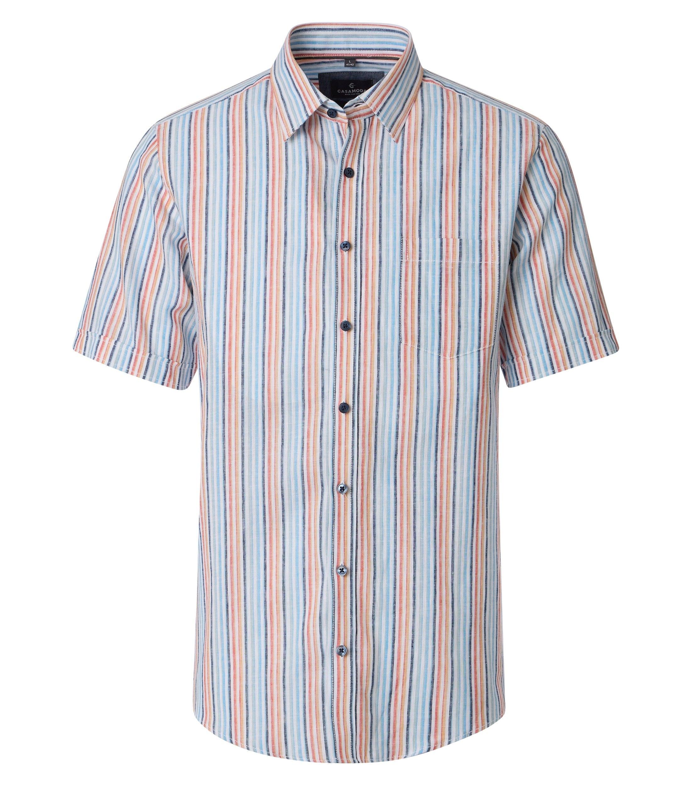 Leinenhemd Kurzarm L Casual Fit - Türkis