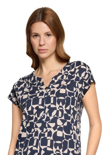 Blusenshirt M Lässig - Dark Blue/Nature