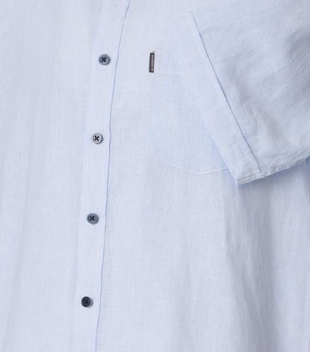 Leinenhemd Kurzarm XXL Comfort Fit - Blau