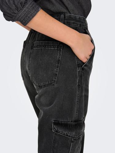 ONLJUNE HW CARGO DNM DOT117 28/32 Gerade geschnitten - Washed Black
